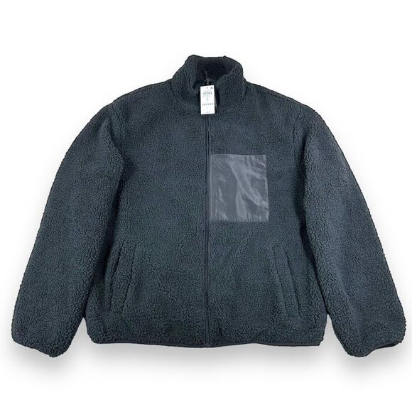 INC International Concepts Sherpa Jacket Mens Size Large L Black Full Zip Fleece - Picture 3 of 12